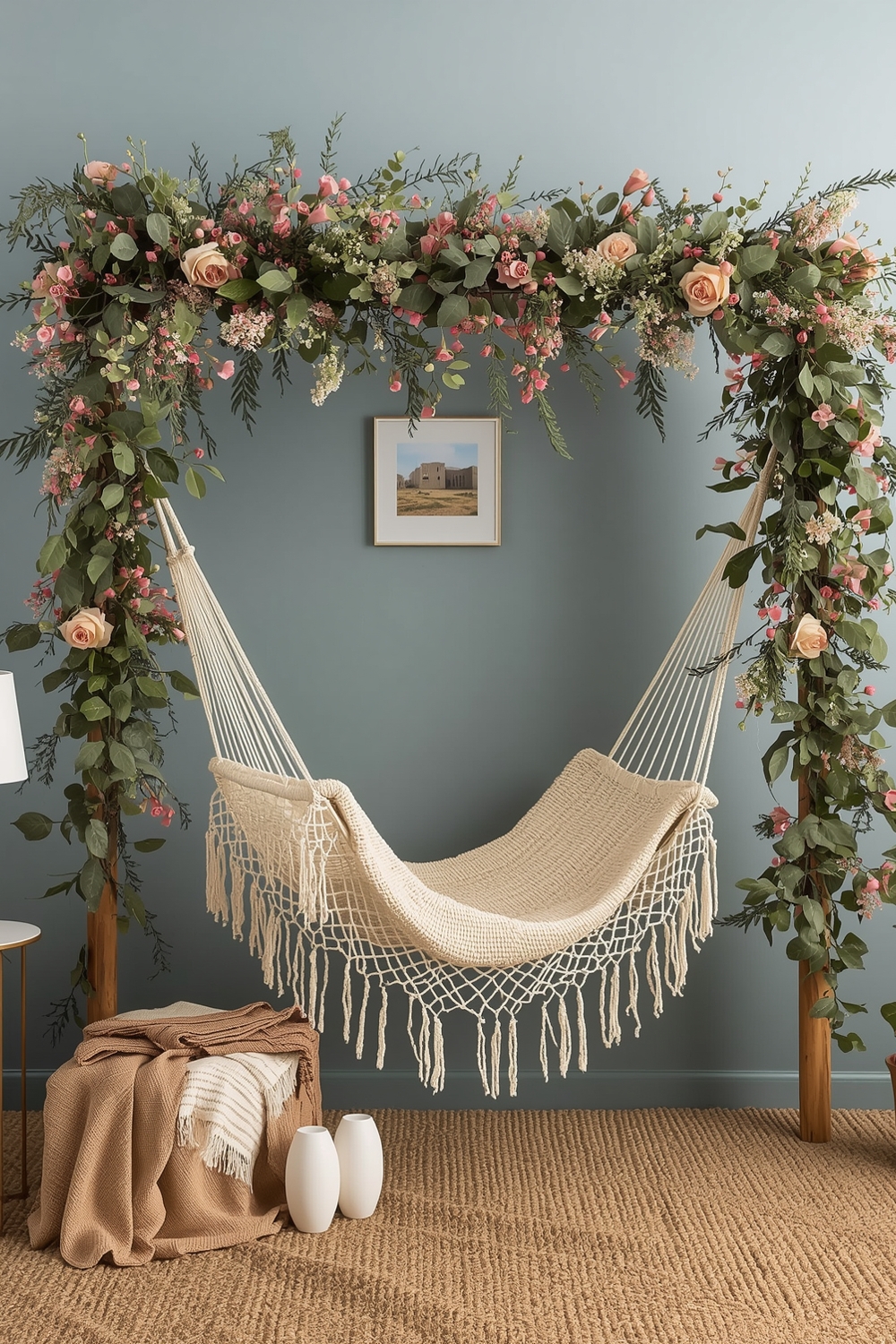 Adding Greenery & Flowers Around Hammock