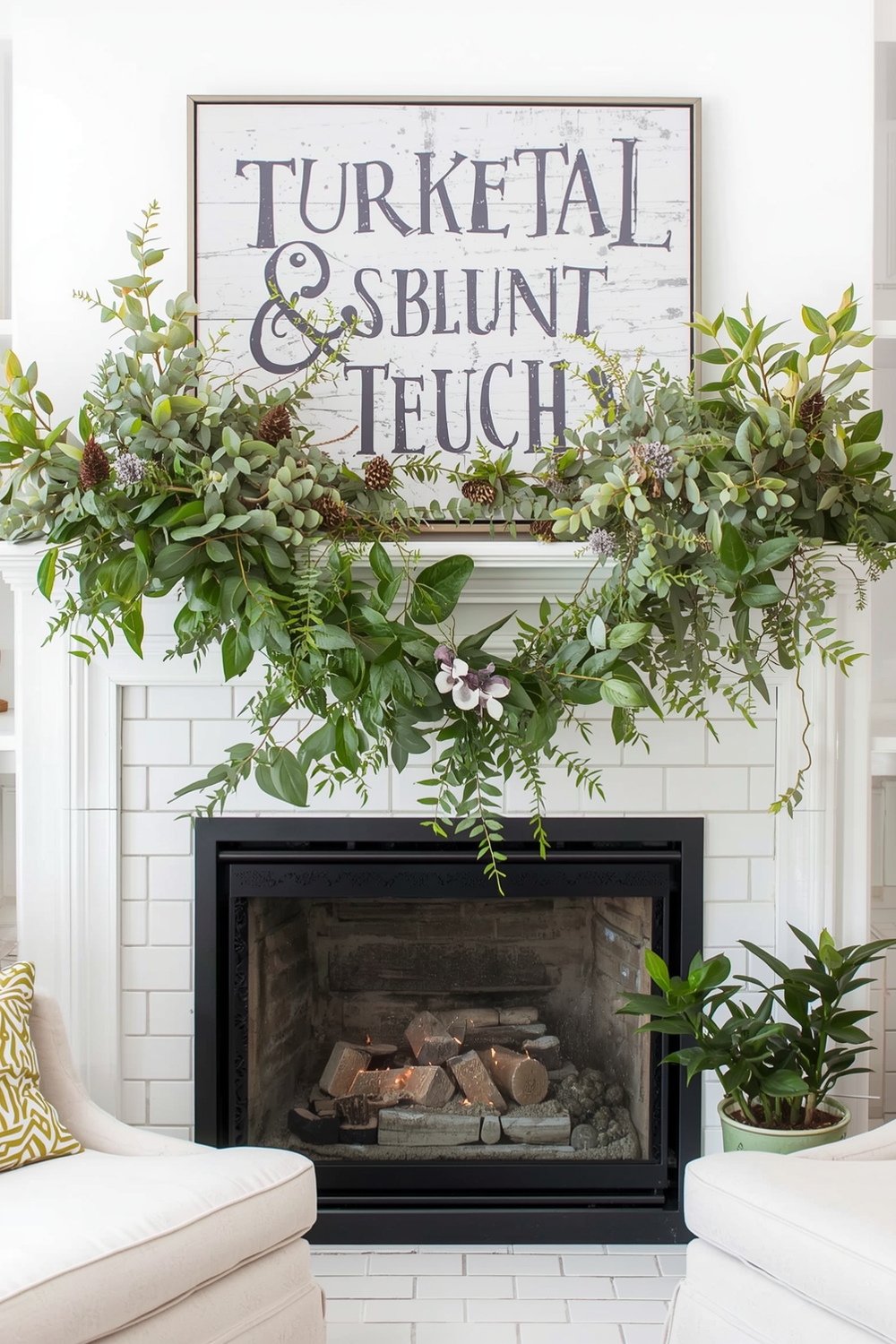 Arranging Greenery for a Lush Mantel