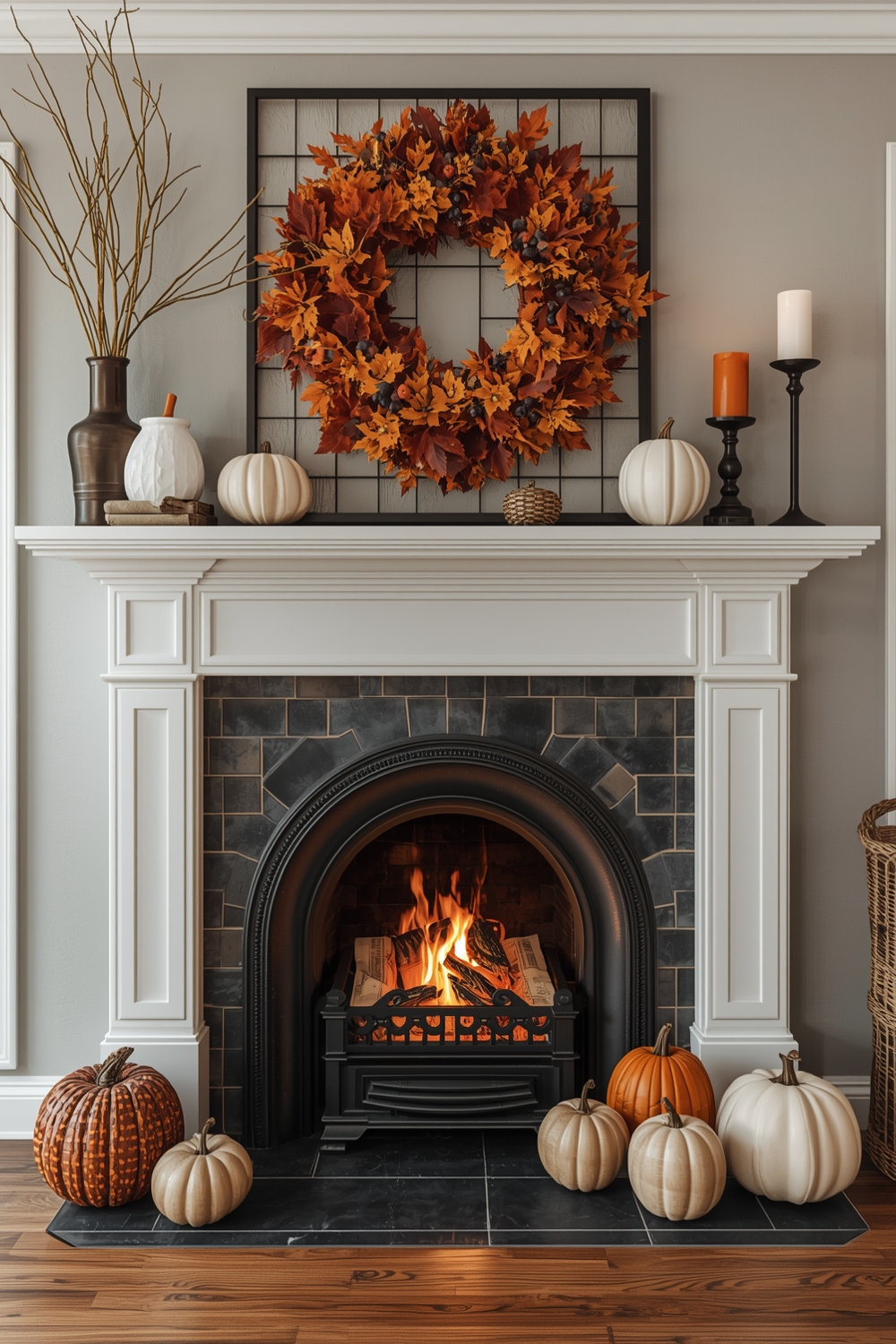 Autumn Fireplace Mantel Styling