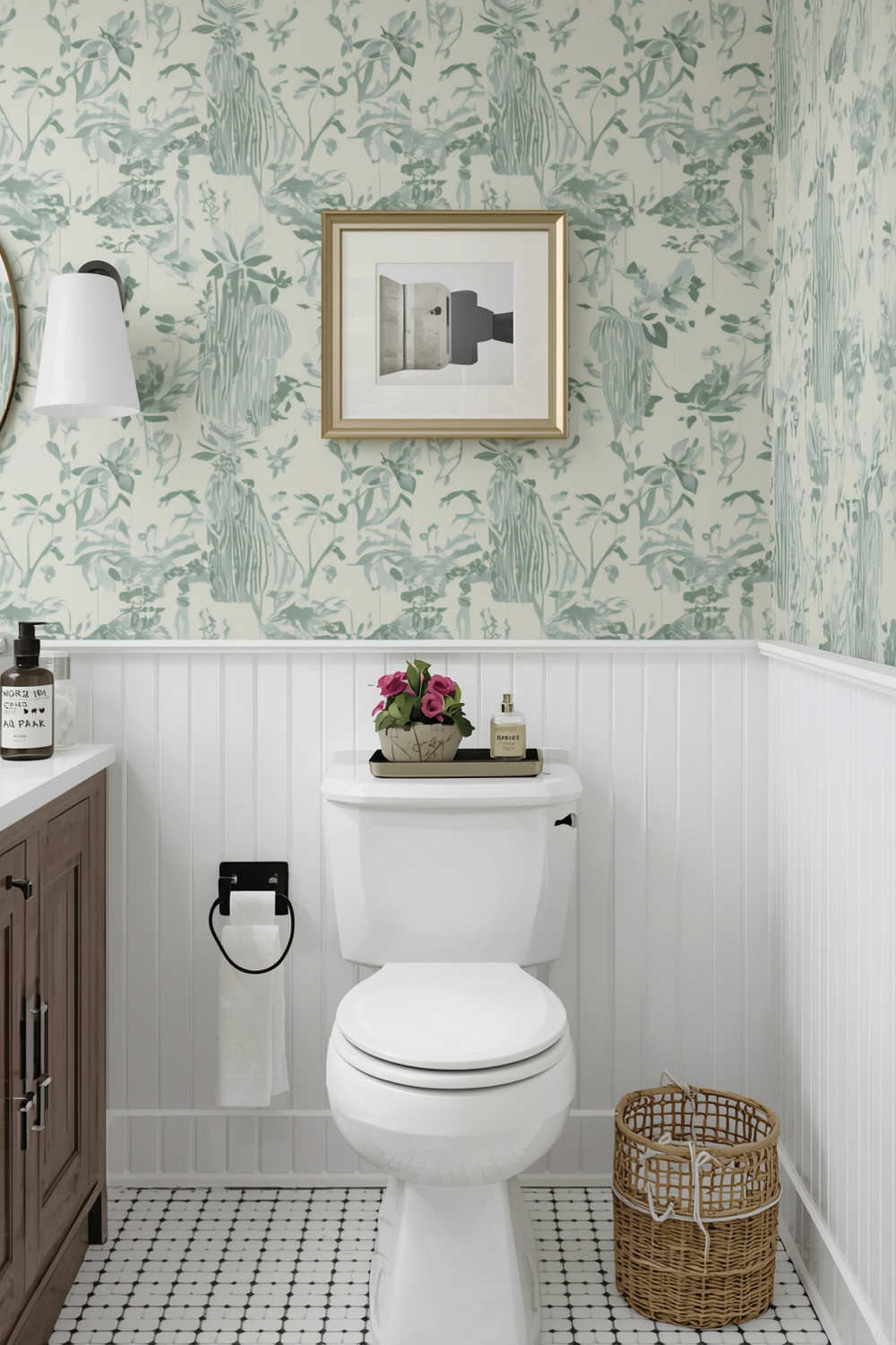 Bathroom Wall Styling with Green
