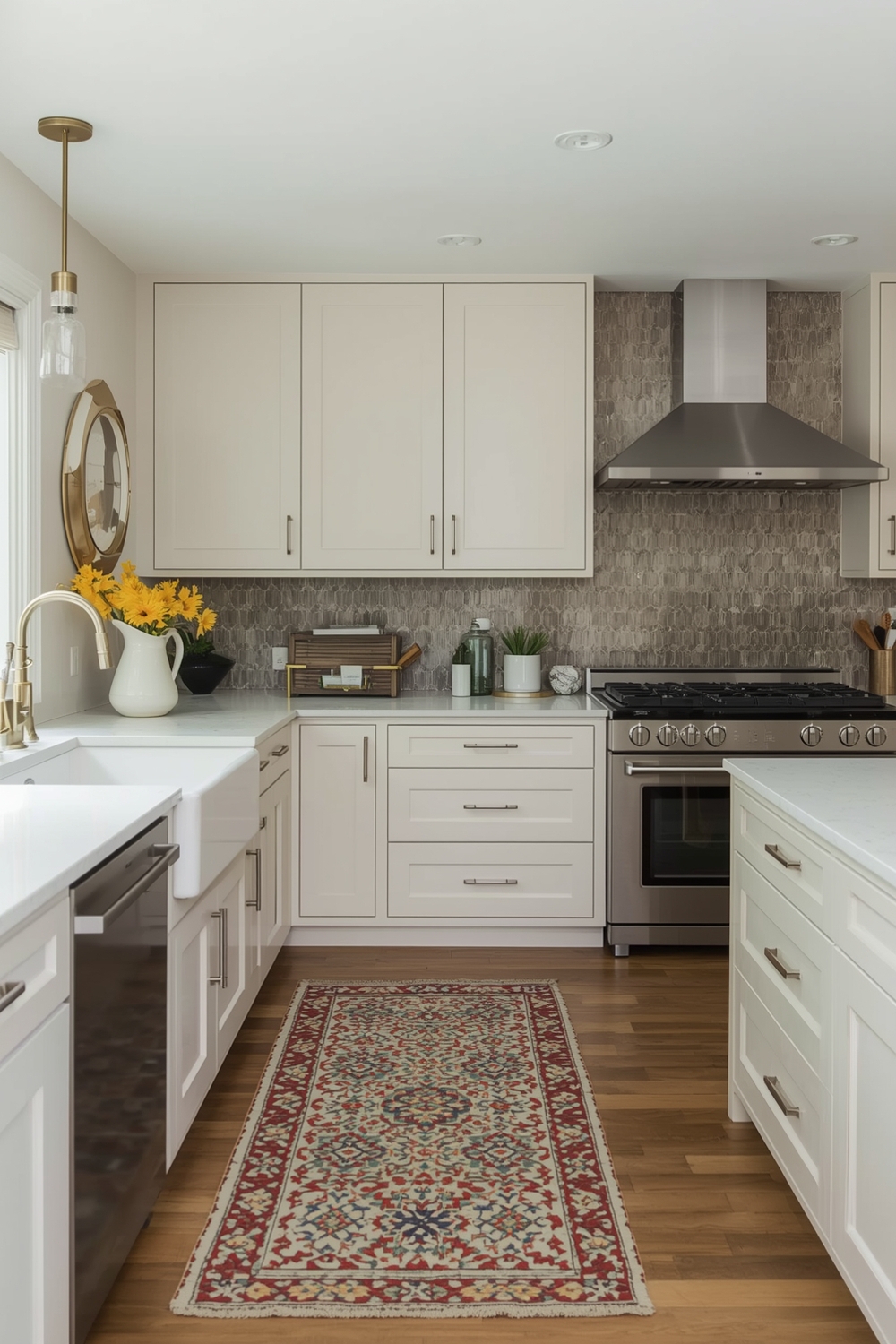Combining White Oak Cabinets with Bold Accents