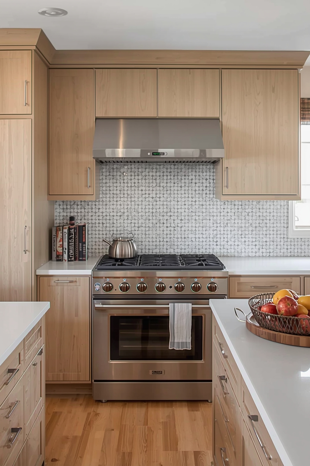 Coordinating Backsplash with White Oak Cabinets