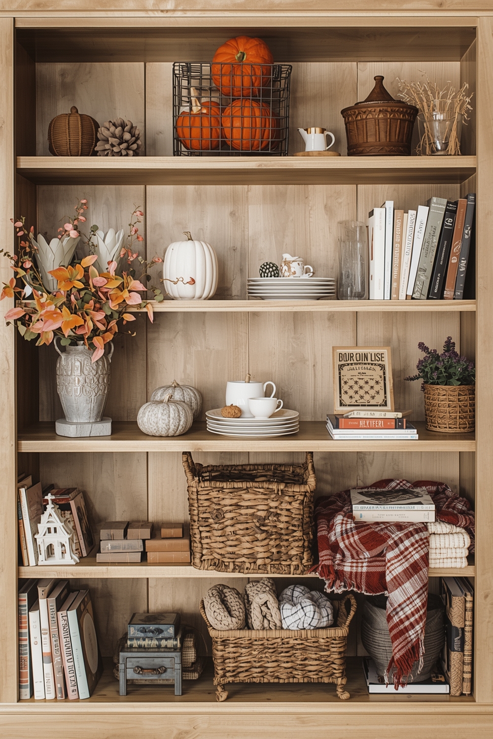 Fall-Inspired Shelving Styling
