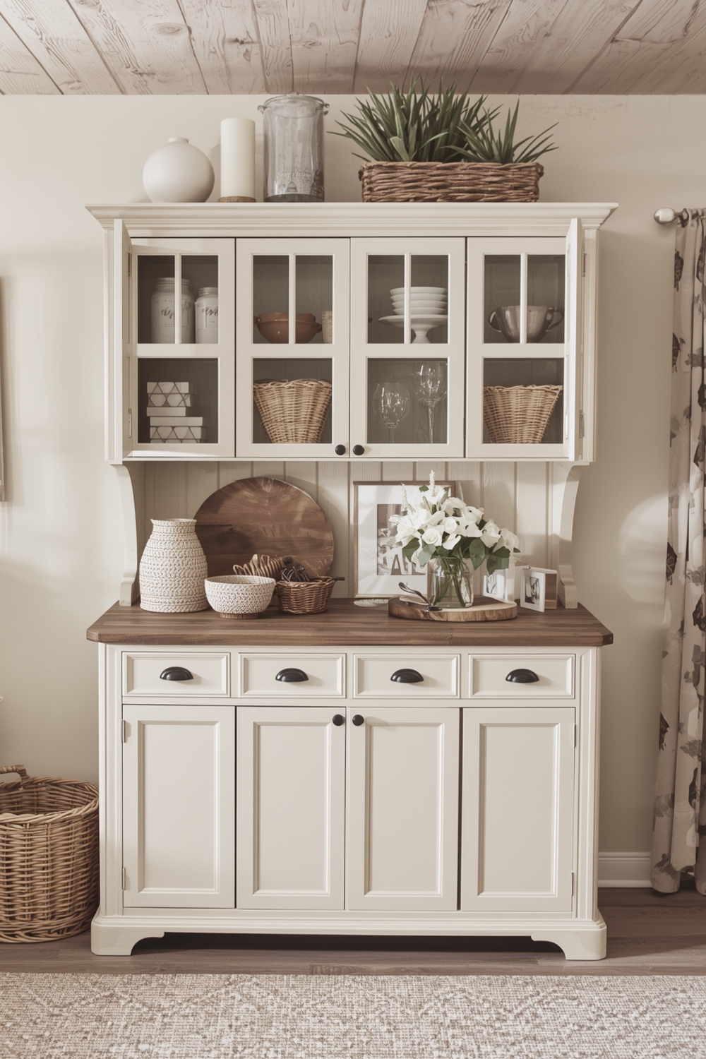 Farmhouse Beige Cabinet Styling Tips