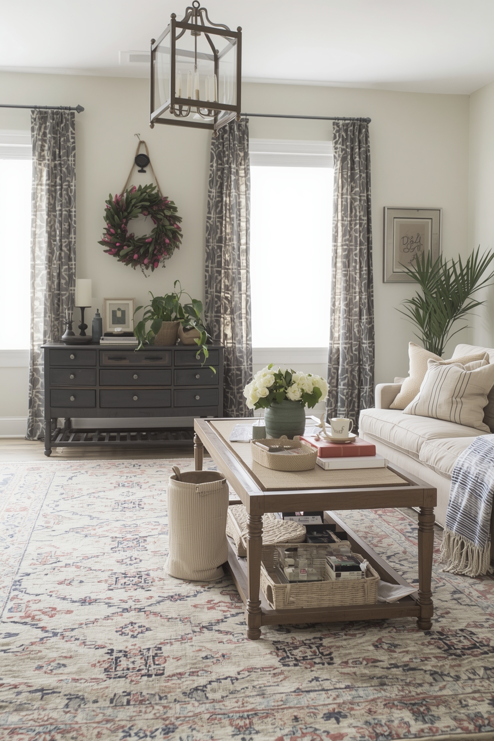 Farmhouse Rug & Curtains Styling