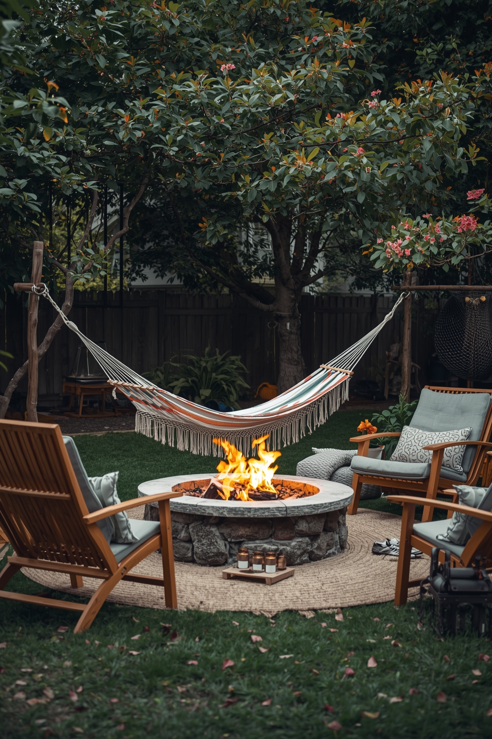 Incorporating Hammock with Fire Pit Setup