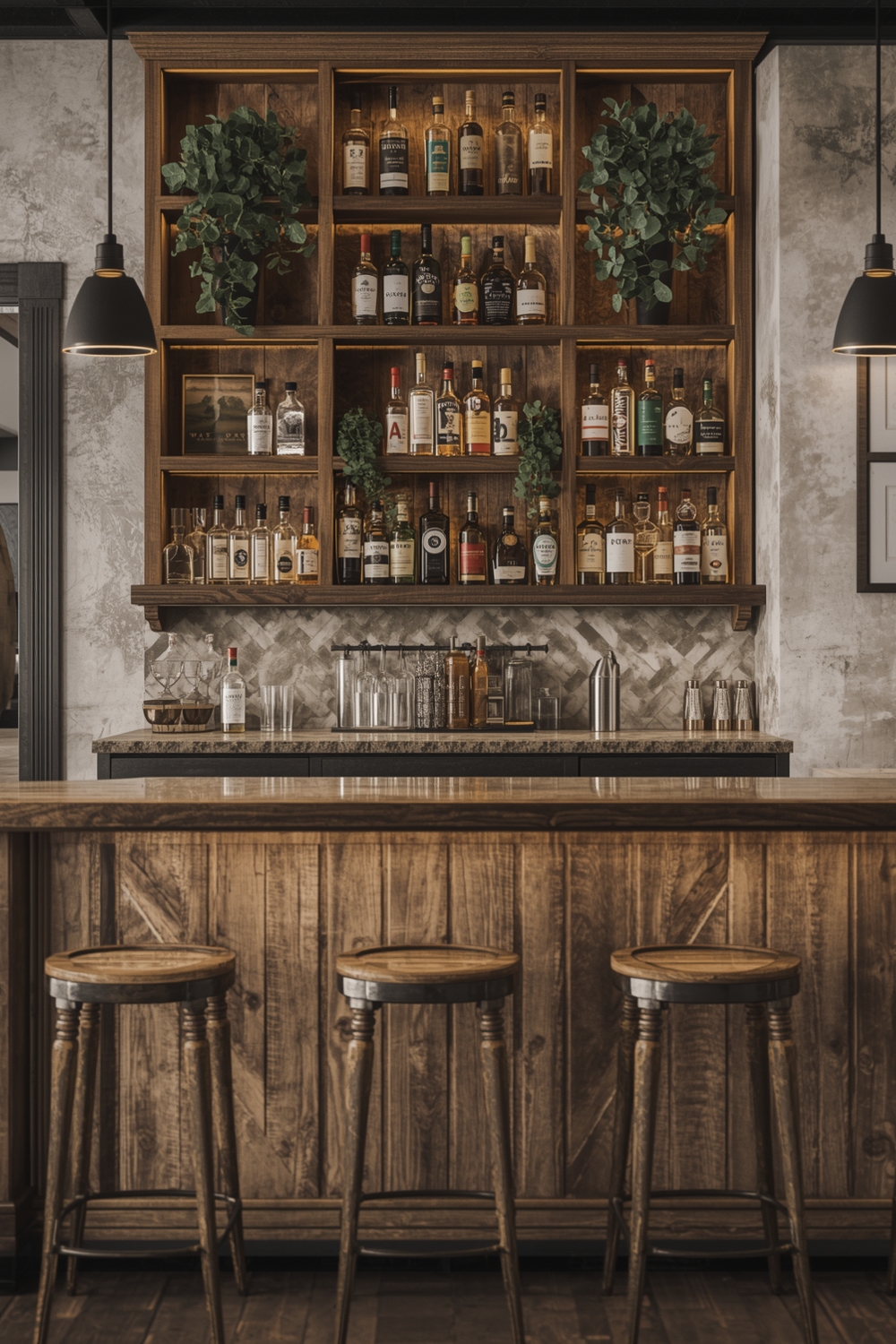 Layering Rustic & Modern Bar Decor