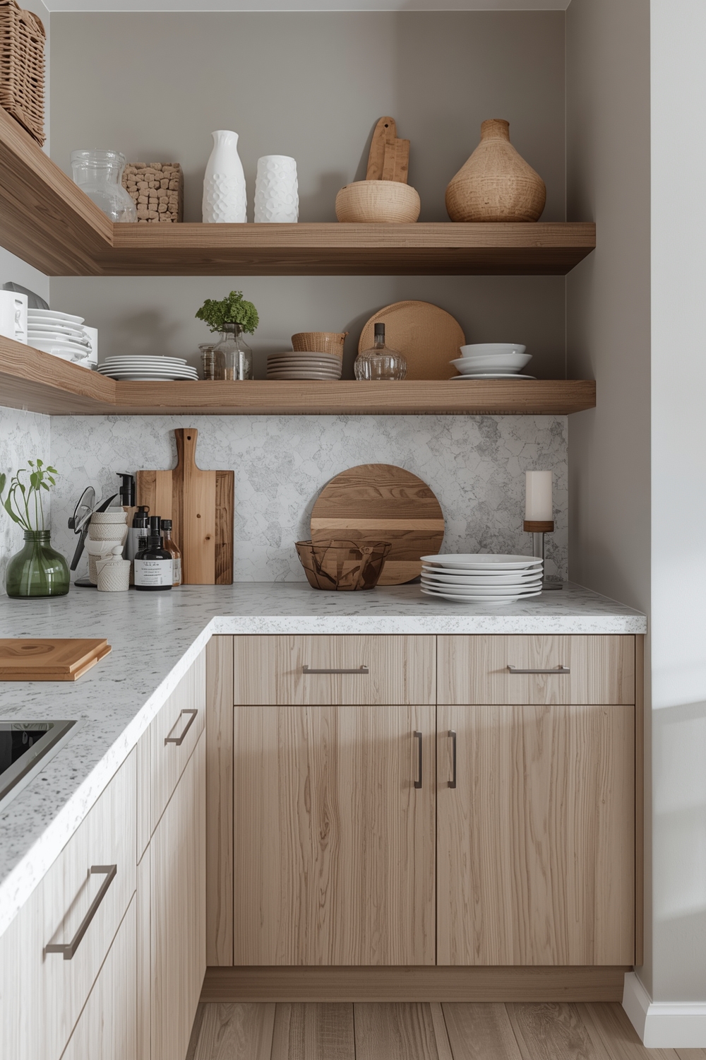Layering Textures Around White Oak Cabinets