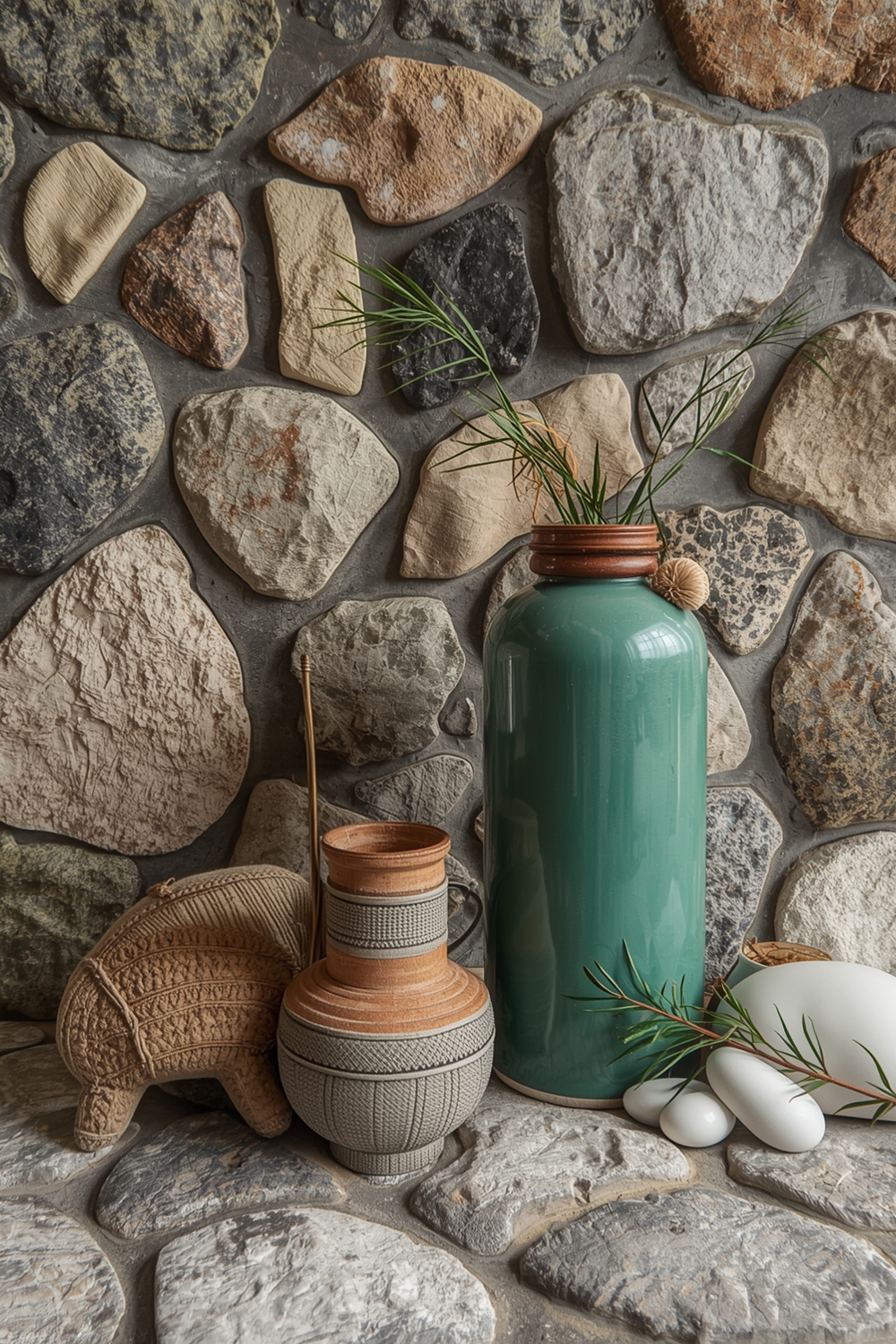 Mixing Stone and Green Accents