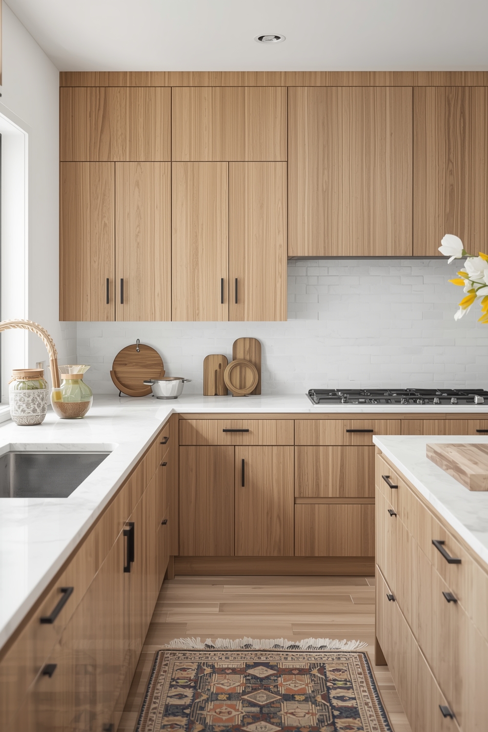 Mixing White Oak Cabinets with Modern Counters