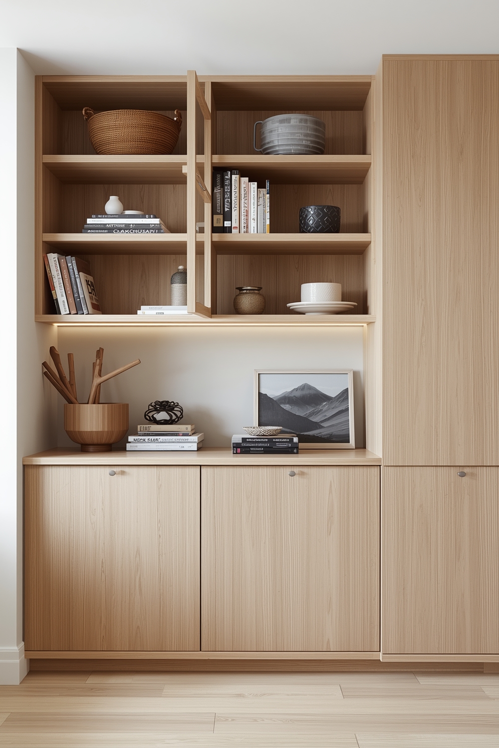 Modern White Oak Cabinet Layouts