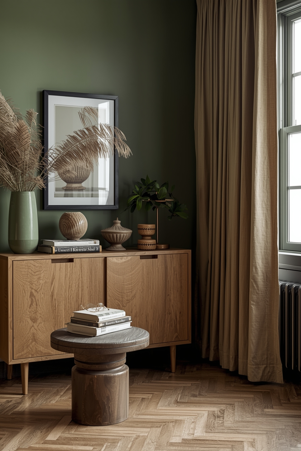 Olive Green & Wood Tones