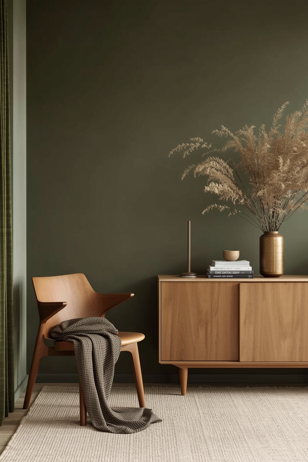 Olive Green in Minimalist Spaces