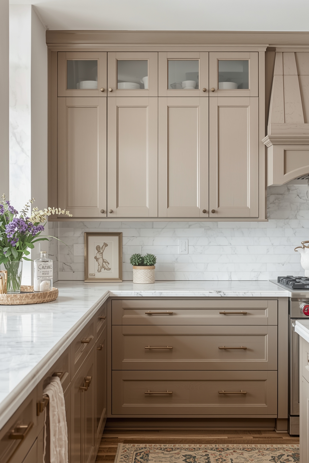 Pairing Beige Cabinets with Marble Countertops
