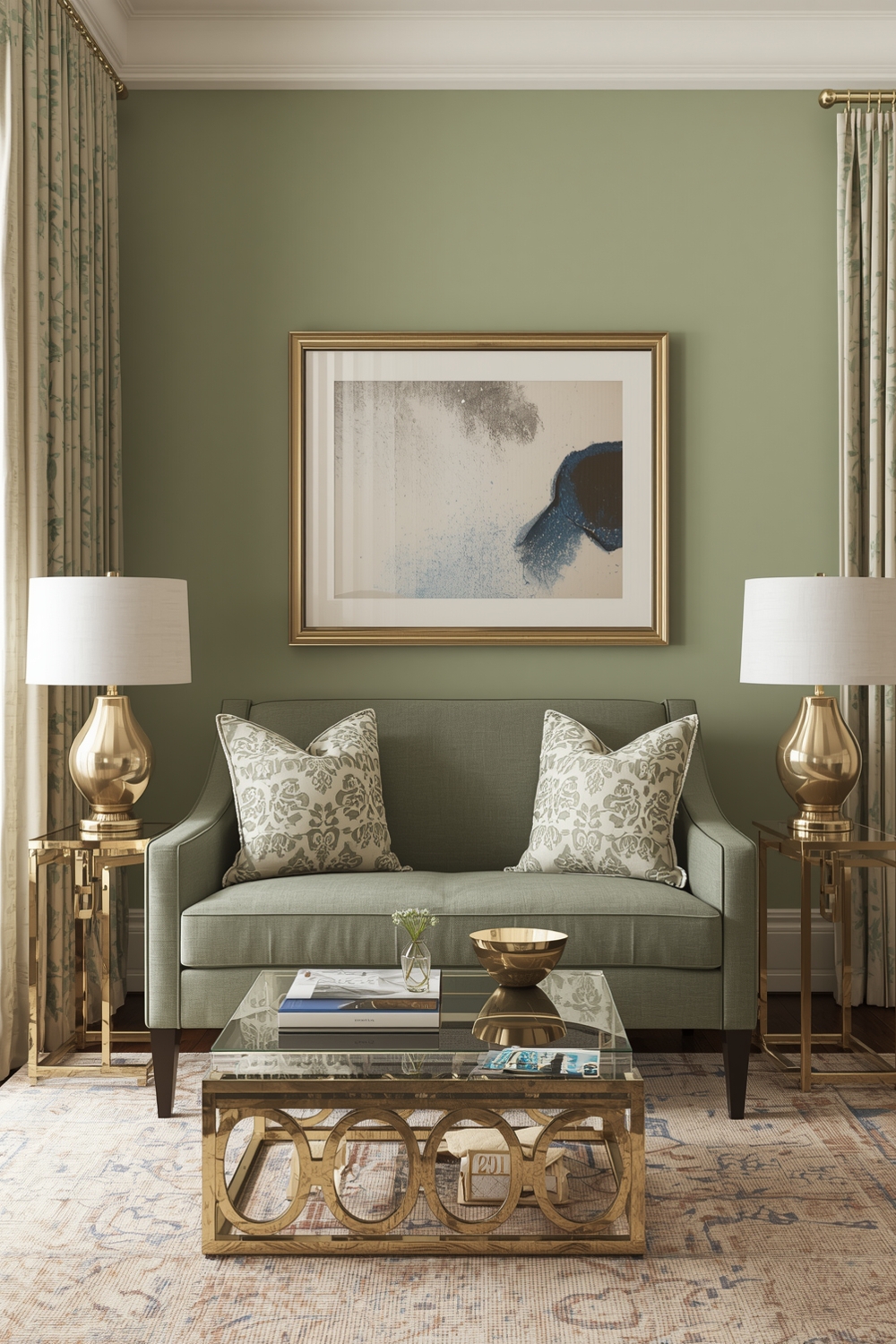 Sage Green & Gold Accents