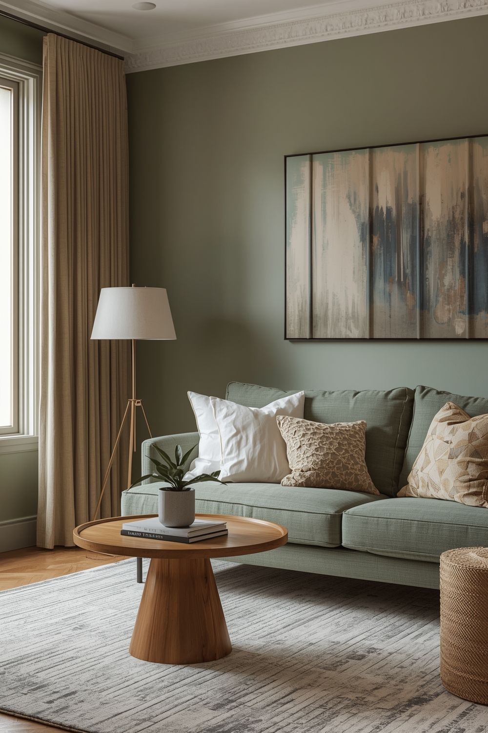 Sage Green and Wood Tones