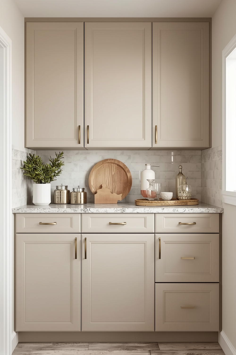 Small Kitchen Beige Cabinet Layouts