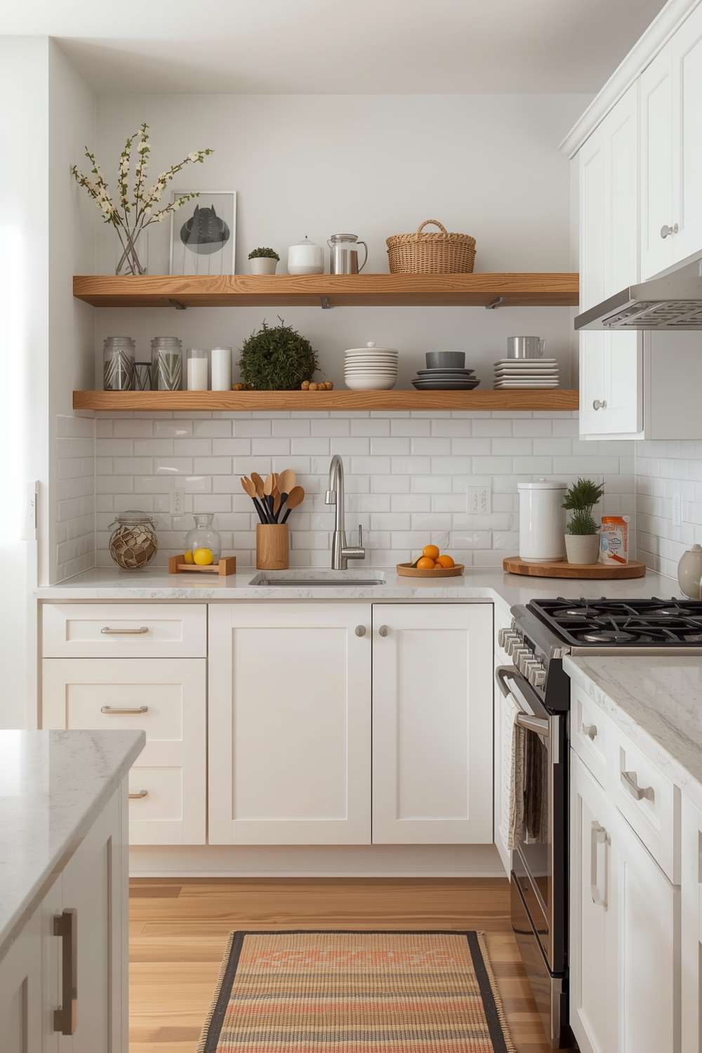Small Kitchen Layout Hacks with White Oak Cabinets