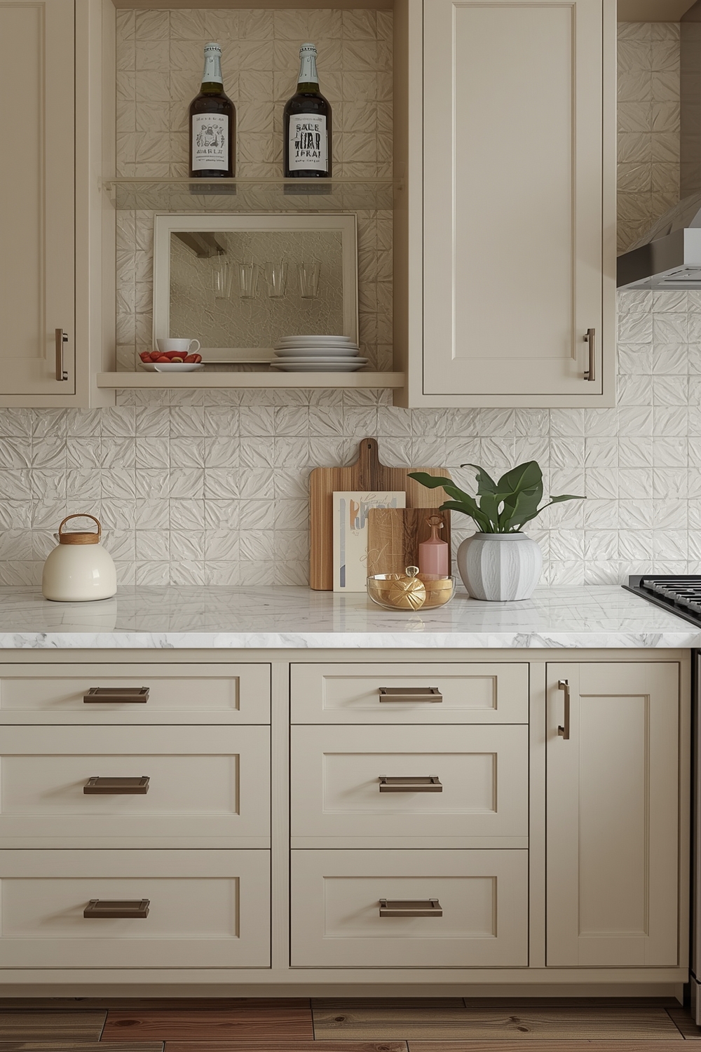 Stylish Hardware for Beige Cabinets