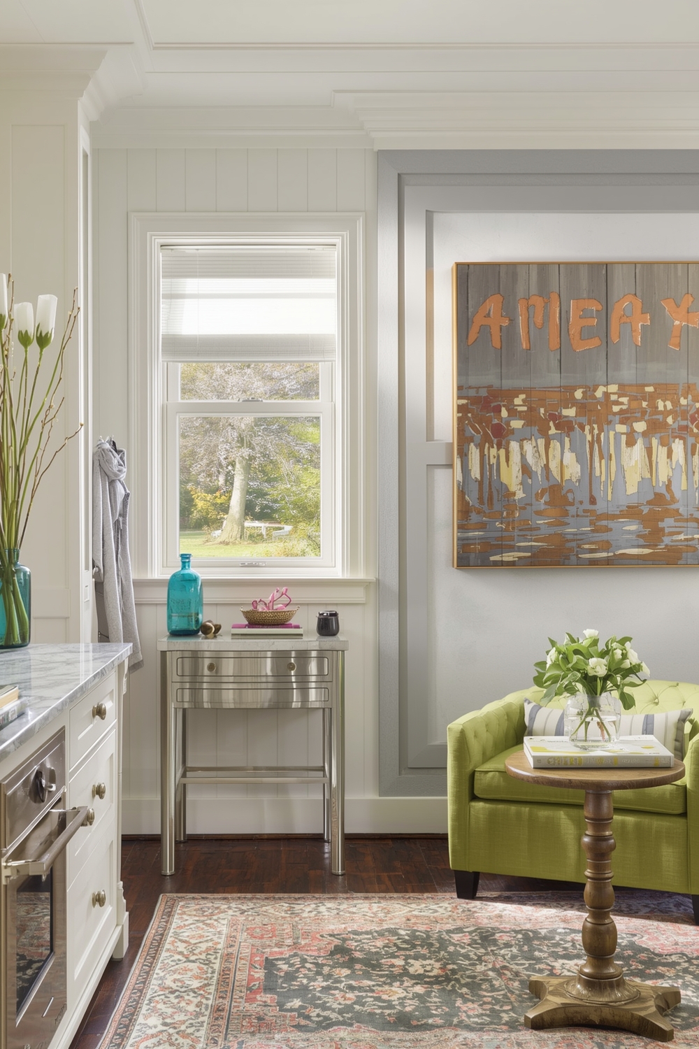 Two-Tone Cabinets with Wood Accents