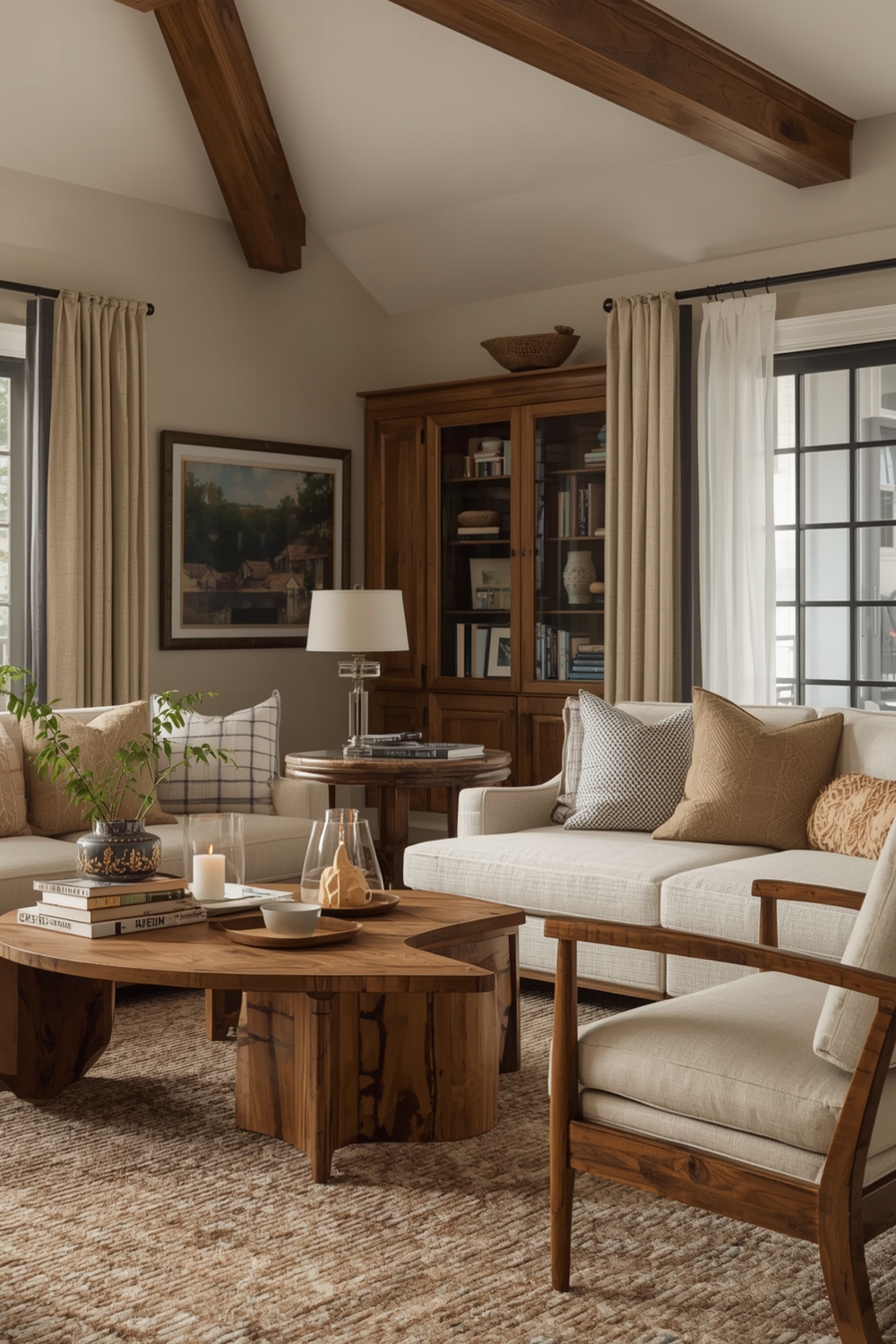 Warm Wooden Accents in Living Rooms