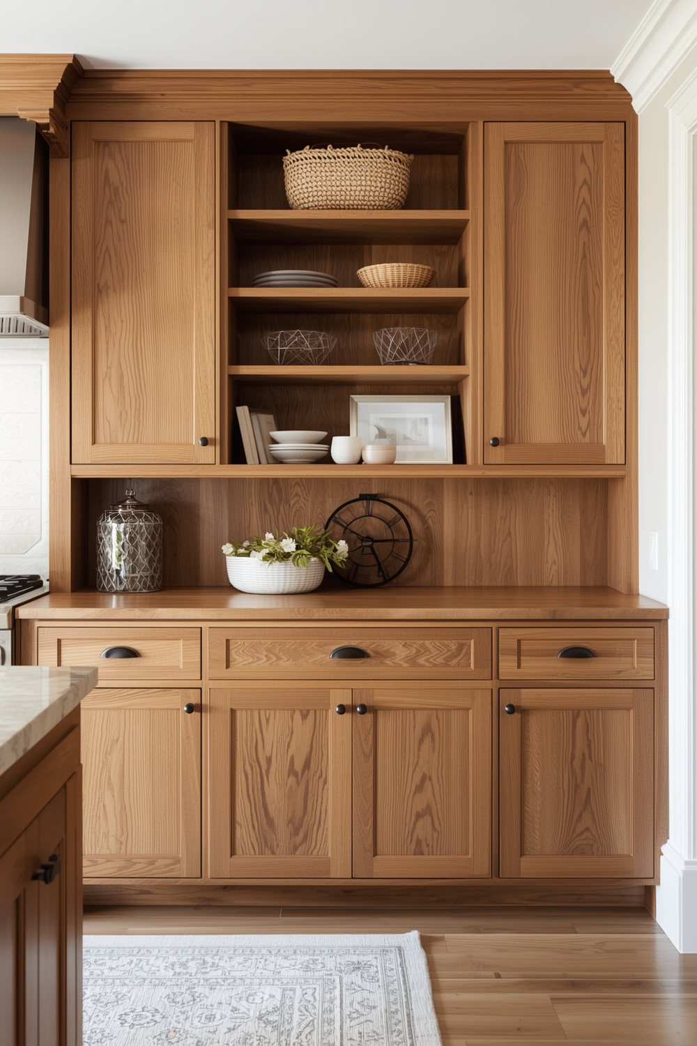 White Oak Cabinet Layout Inspirations