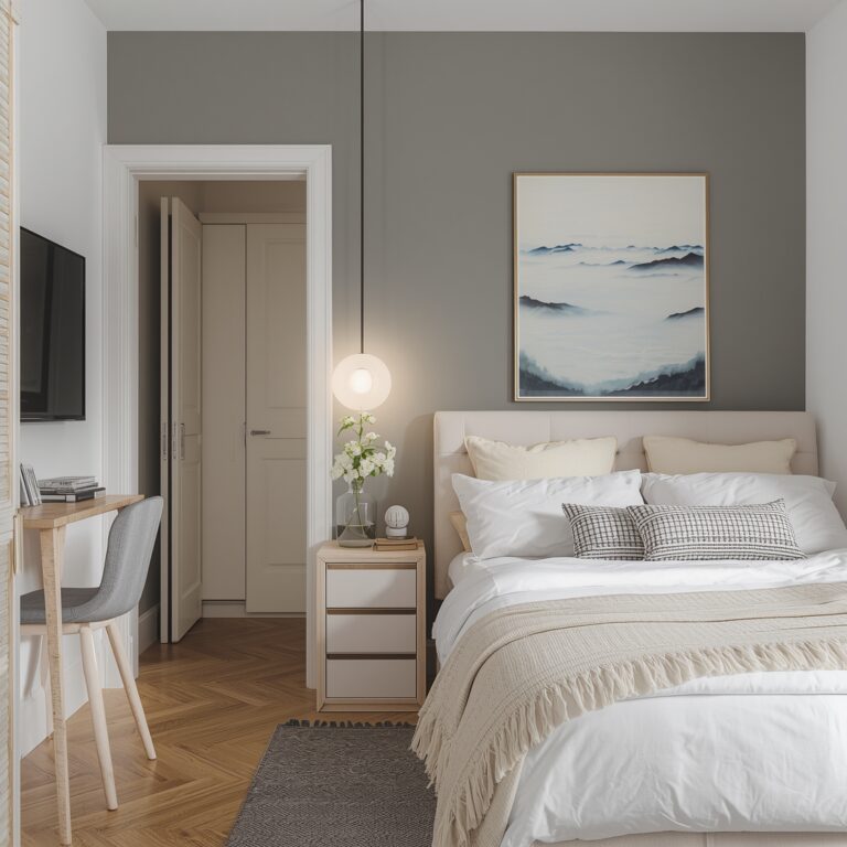 chic small bedroom to maximise space