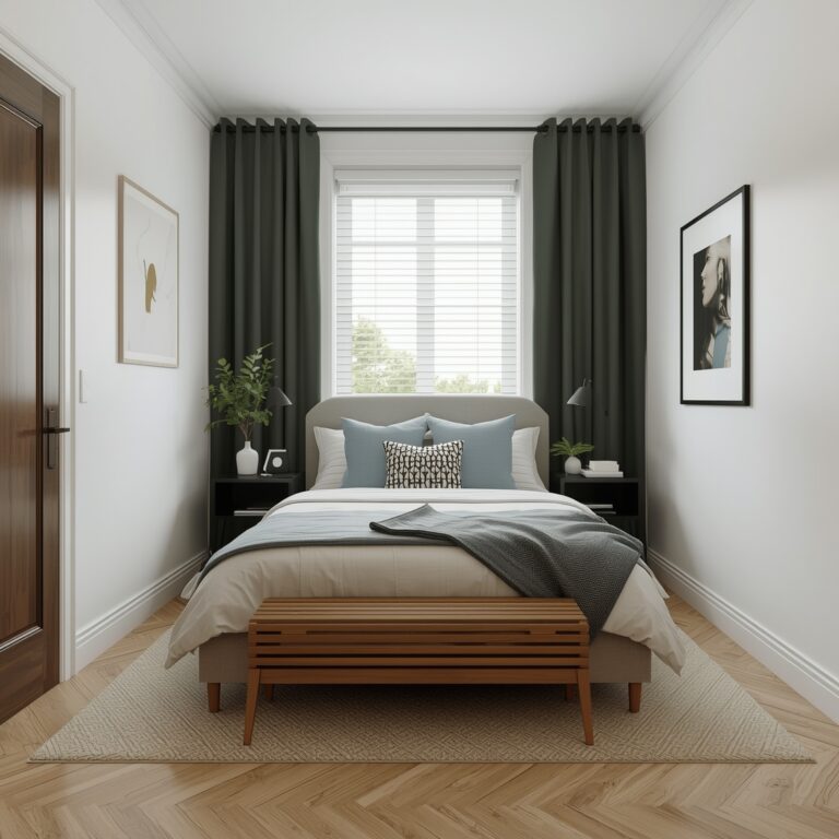chic small bedroom to maximise space