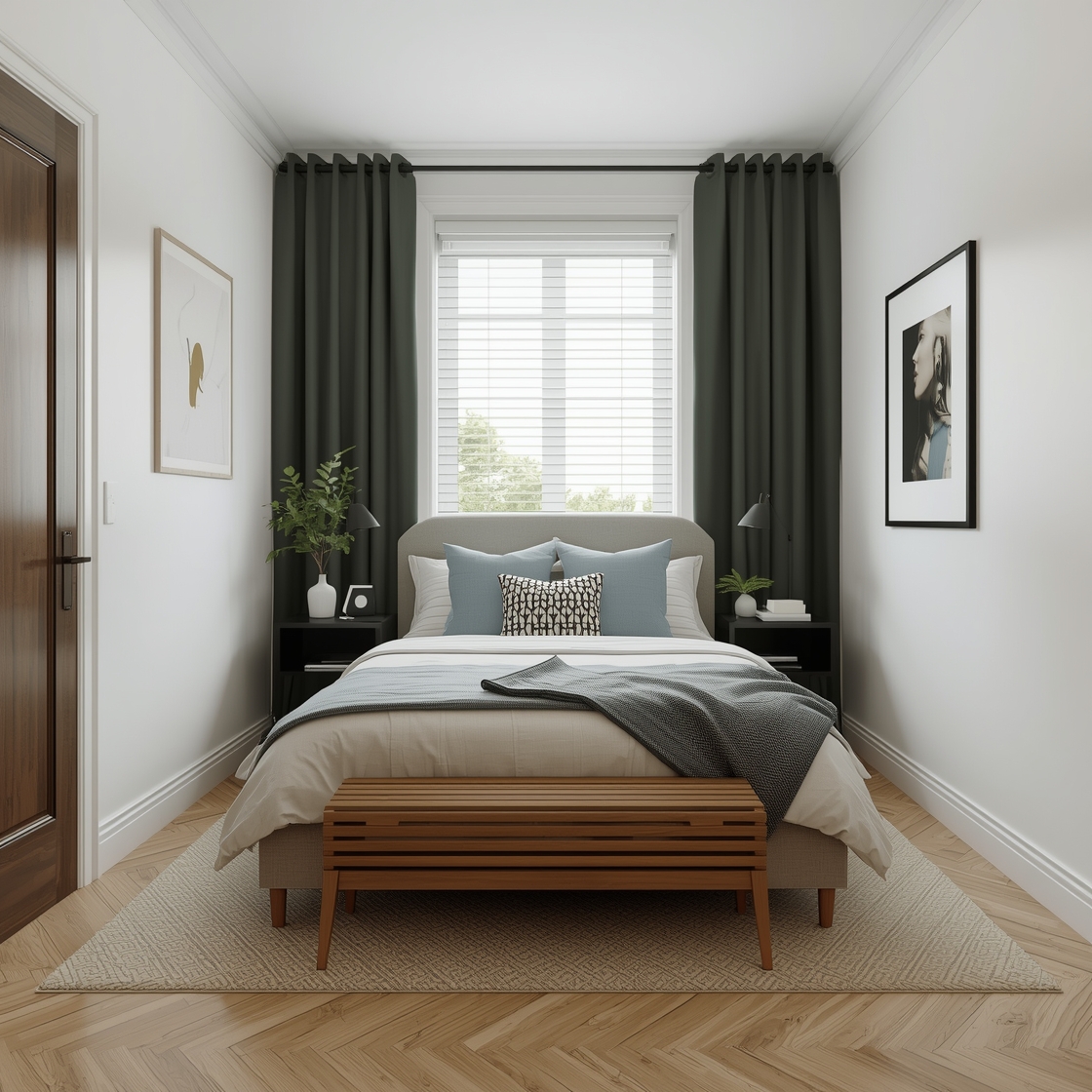 chic small bedroom to maximise space