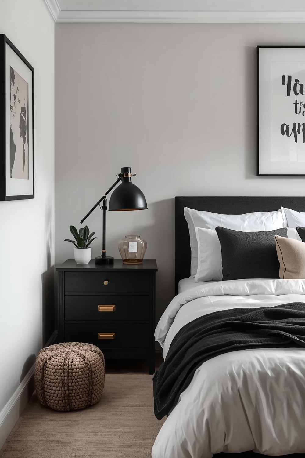 Black & White Small Bedroom Styling