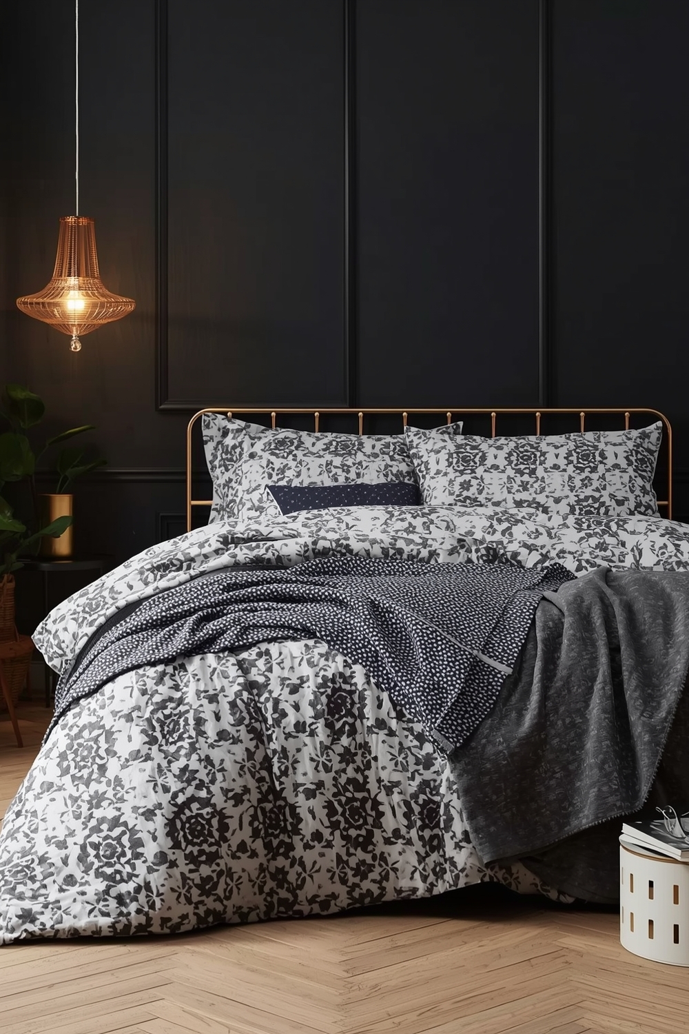 Layered Bedding in Monochrome Rooms