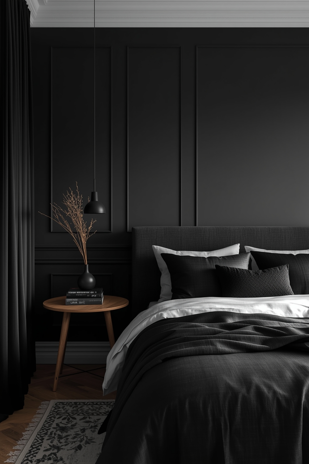 Minimalist Black Bedroom Styling