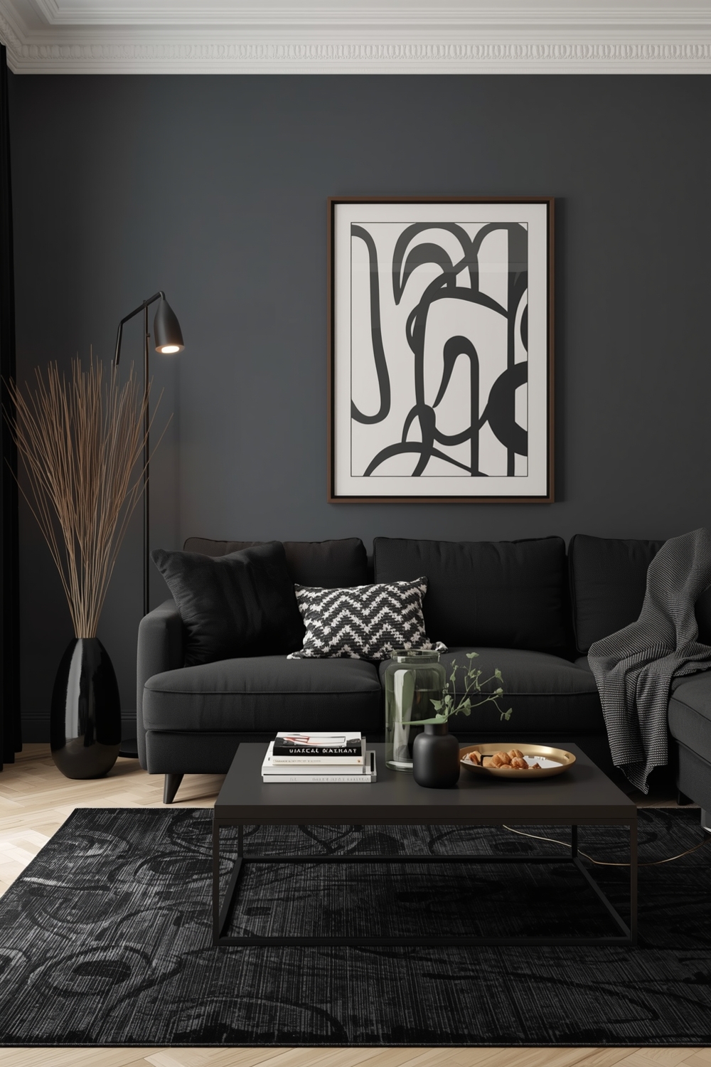 Minimalist & Cozy Black Interiors
